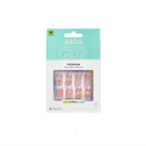 Kiss Icon False Nails, Vibrant Jewels (Medium, Almond) - 32 count